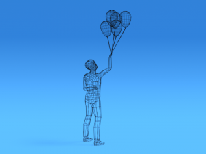 low poly kid holding balloons Modelo 3D