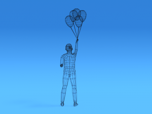low poly kid holding balloons Modelo 3D
