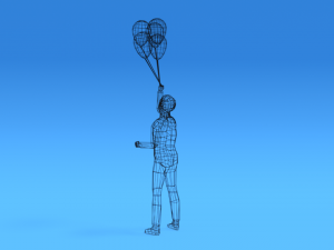 low poly kid holding balloons Modelo 3D