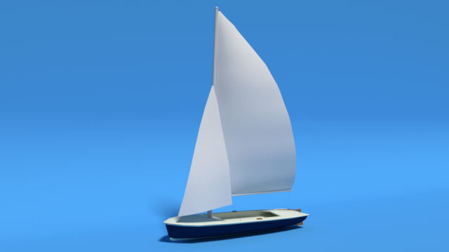 low poly cartoon flying scot dinghy sailboat Model 3D .c4d .max .obj .3ds .fbx .stl .blend 