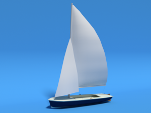low poly cartoon flying scot dinghy sailboat 3D Model