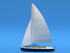 low poly cartoon flying scot dinghy sailboat Model 3D