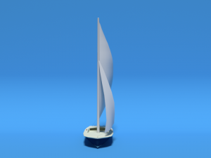low poly cartoon flying scot dinghy sailboat Model 3D