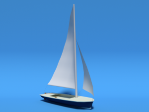 low poly cartoon flying scot dinghy sailboat Model 3D