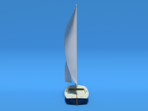 low poly cartoon flying scot dinghy sailboat Model 3D