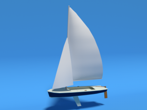 low poly cartoon flying scot dinghy sailboat Model 3D
