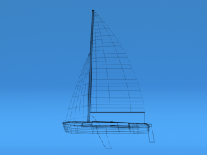 low poly cartoon flying scot dinghy sailboat Model 3D