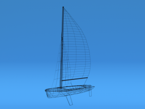 low poly cartoon flying scot dinghy sailboat Model 3D