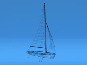 low poly cartoon flying scot dinghy sailboat Model 3D