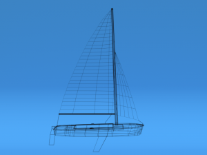 low poly cartoon flying scot dinghy sailboat Model 3D