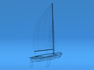 low poly cartoon flying scot dinghy sailboat Model 3D
