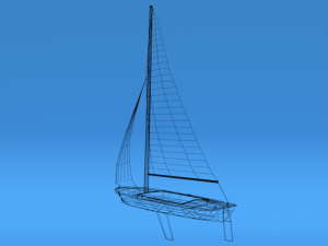 low poly cartoon flying scot dinghy sailboat Model 3D