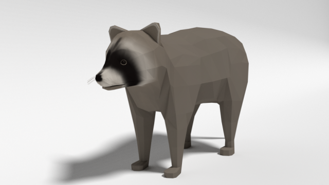 low poly cartoon raccoon 3D 모델 .c4d .max .obj .3ds .fbx .stl .blend 