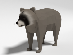 low poly cartoon raccoon 3D 模型
