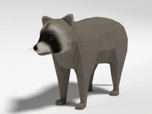 Low-Poly-Cartoon-Waschb&auml;r 3D Modell