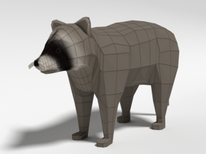 low poly cartoon raccoon 3D 모델