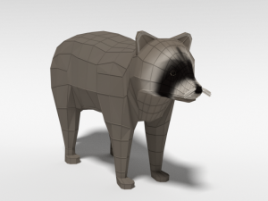 low poly cartoon raccoon 3D 모델