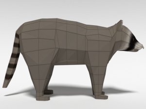 low poly cartoon raccoon 3D 모델