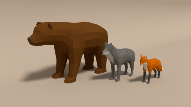 low poly forest animals pack 3Dモデル .c4d .max .obj .3ds .fbx .stl .blend 
