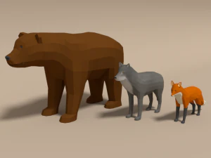 pack d'animaux de la for&ecirc;t low poly Modèle 3D