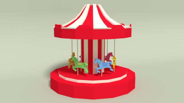 low poly cartoon carousel 3D 模型 .c4d .max .obj .3ds .fbx .stl .blend 