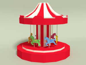 low poly cartoon carousel Modelo 3D