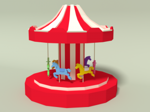 low poly cartoon carousel 3D 模型