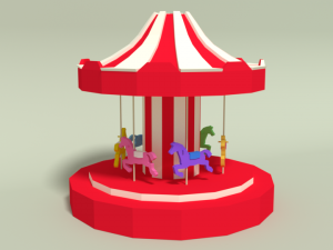 low poly cartoon carousel 3D 模型