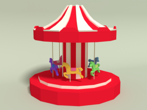 low poly cartoon carousel 3D 模型