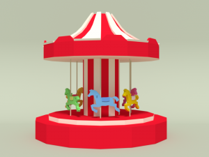low poly cartoon carousel 3D 模型