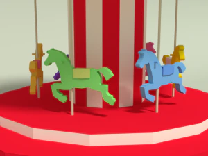 low poly cartoon carousel 3D Model