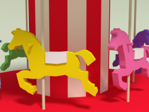 low poly cartoon carousel 3D 模型