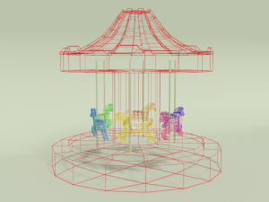 low poly cartoon carousel 3D 模型