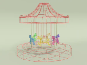 low poly cartoon carousel 3D Model