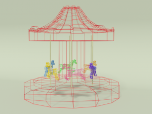 low poly cartoon carousel 3D 模型