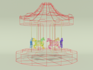 low poly cartoon carousel 3D 模型