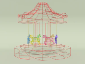 low poly cartoon carousel 3D Model
