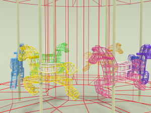 low poly cartoon carousel 3D 模型