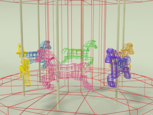 low poly cartoon carousel 3D Model