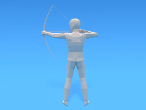 low poly archer kid low-poly 3D Model