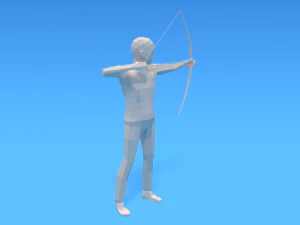 low poly archer kid low-poly 3D Model