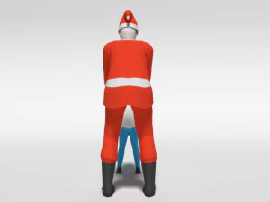 low poly santa claus giving a gift to a kid 3D Model