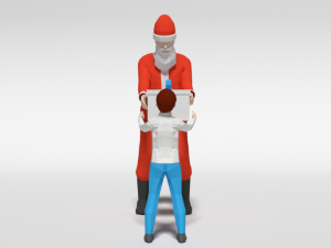 low poly santa claus giving a gift to a kid Model 3D