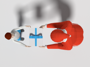 low poly santa claus giving a gift to a kid Model 3D
