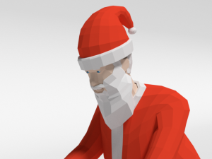 low poly santa claus giving a gift to a kid Model 3D