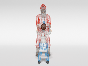 low poly santa claus giving a gift to a kid Model 3D