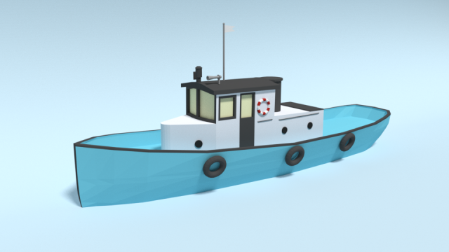 low poly cartoon fishing boat Modelo 3D .c4d .max .obj .3ds .fbx .stl .blend 