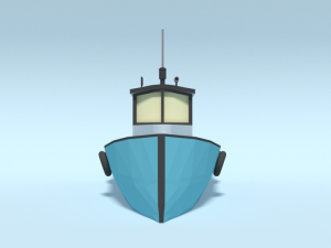 low poly cartoon fishing boat Modelo 3D