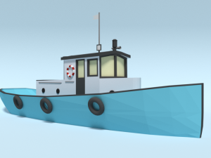 low poly cartoon fishing boat Modelo 3D