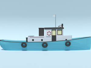 low poly cartoon fishing boat Modelo 3D
